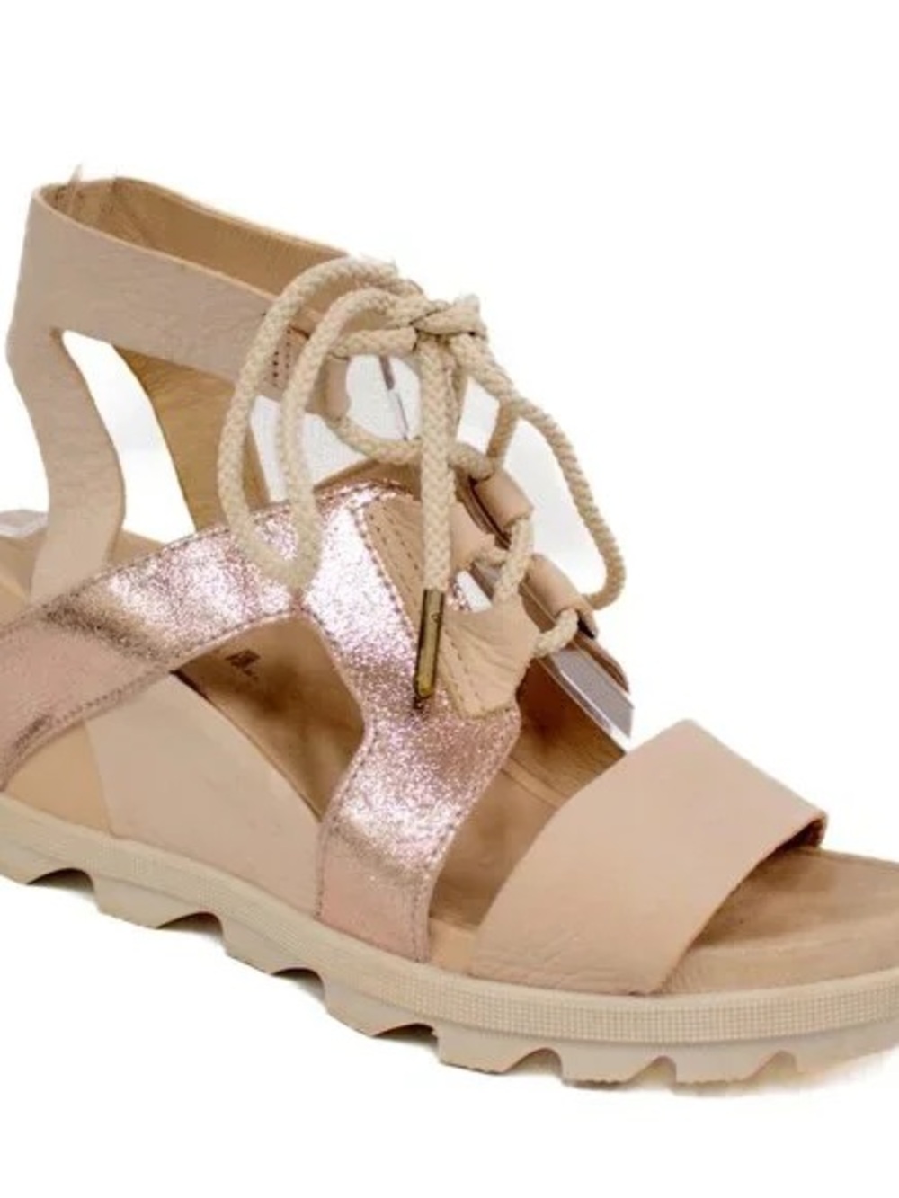 Sorel Women’s Lace-Up Sandal in Blush and Rose Gold